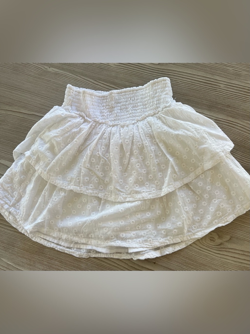 Hollister White Tiered Eyelet Skater Skirt